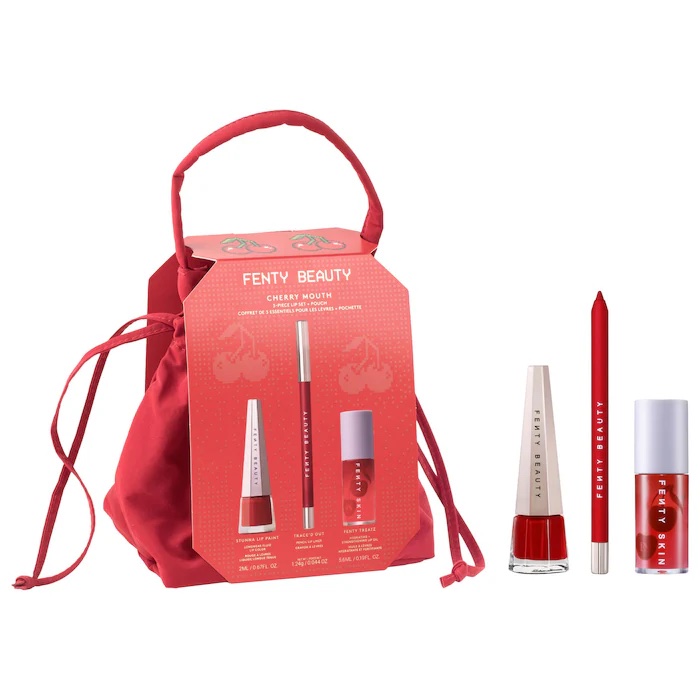 Fenty Beauty
Cherry Mouth 3-Piece Lip Set + Pouch