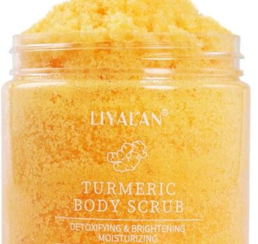 Liyalan Turmeric Body Scrub Moisturizing and Exfoliating Body, Face, Hand, Foot Scrub,Nourishes Skin,Deep Cleansing 7.8oz