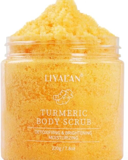 Liyalan Turmeric Body Scrub Moisturizing and Exfoliating Body, Face, Hand, Foot Scrub,Nourishes Skin,Deep Cleansing 7.8oz