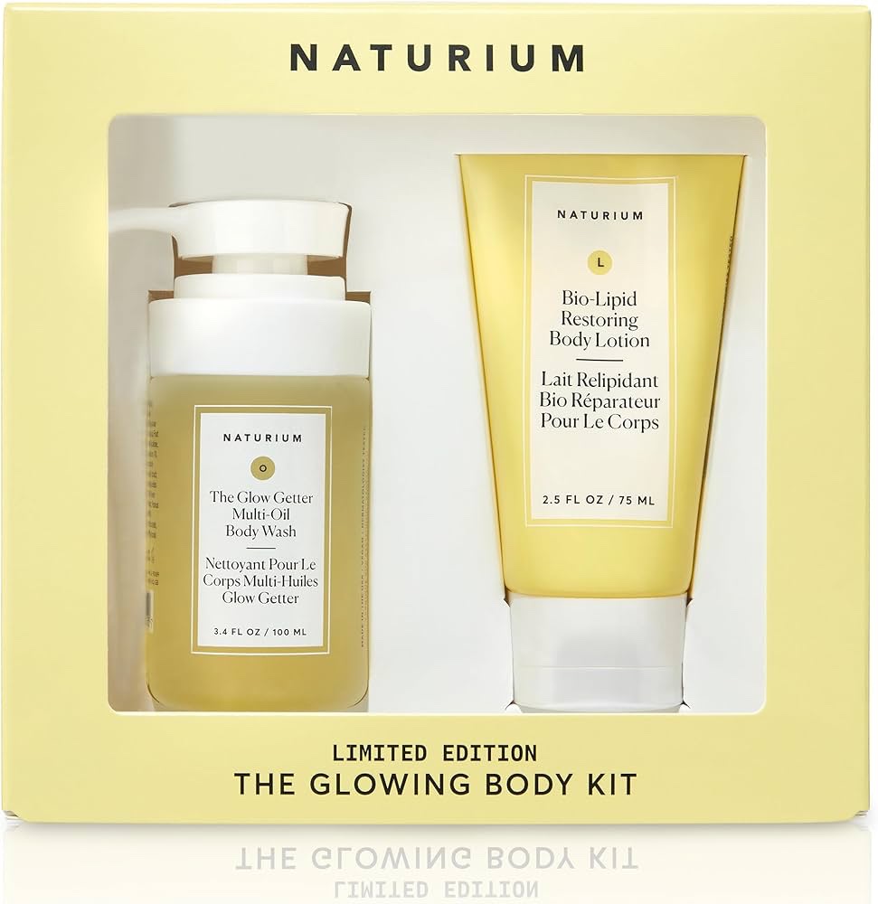Naturium The Glowing Body Kit - The Glow Getter Multi-Oil Hydrating Body Wash & Bio-Lipid Restoring Body Lotion, 100 ml, 75 ml