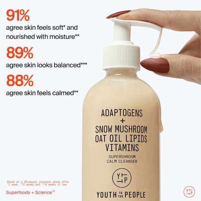 Youth To The People Adaptogens + Snow Mushroom + Oat Oil Lipids + Vitamins Supershroom Calm Cleanser - Image 4