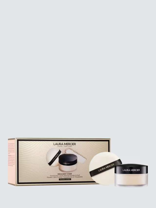 Laura Mercier Indulgent Icons Translucent Loose Setting Powder & Velour Puff Makeup Gift Set