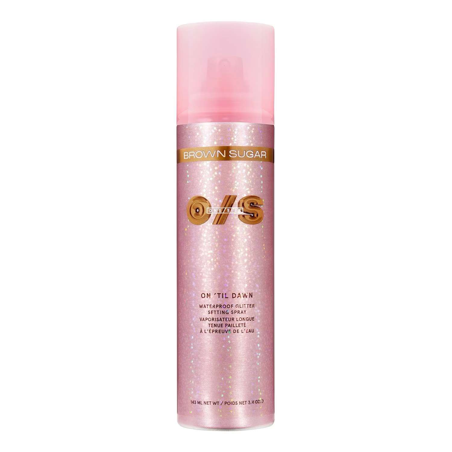 One/size On ‘Til Dawn
Waterproof Glitter Setting Spray – Brown Sugar
