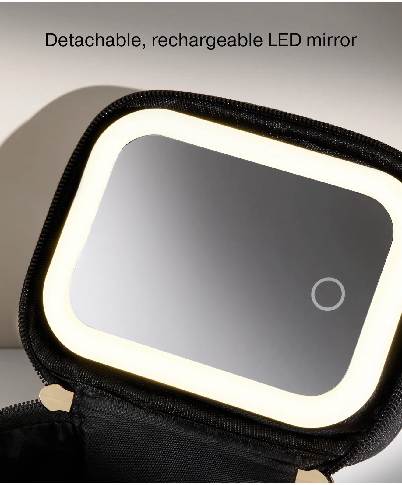Beauty Bay LED Mirror Mini Travel Beauty Bag Cream - Image 3