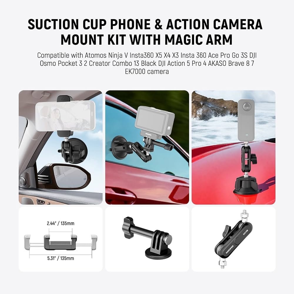 NEEWER CA158 Suction Cup Phone Holder & Camera Mount kit - Image 2